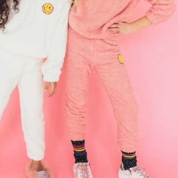 Lola + The Boys Other - Lola and the Boys 8 Bright Smiley Patch Fuzzy 0135 pants pink girl Sherpa